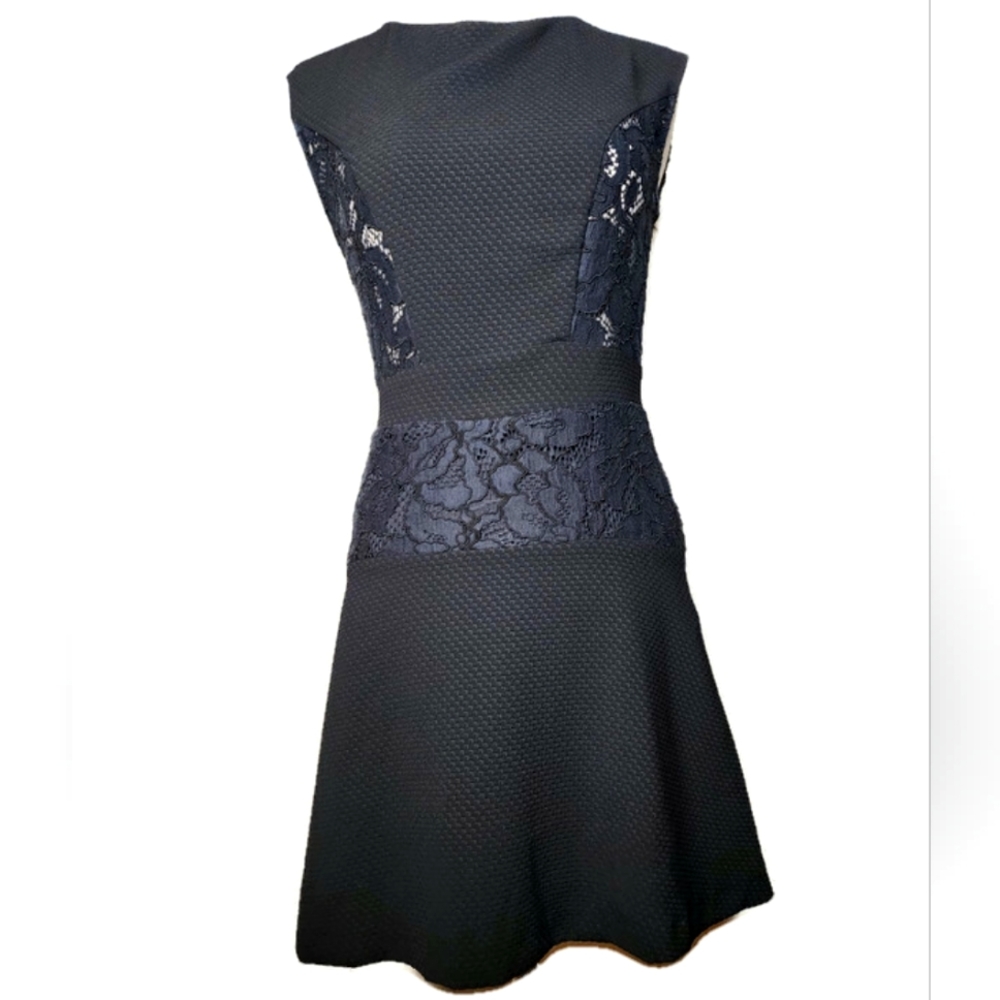 Sandro Paris Reda Black Sleeveless Lace Inset Dress Size 4 - Picture 2 of 10